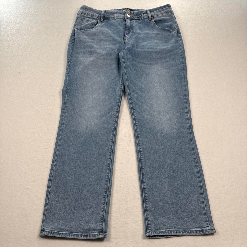 Hudson Los Angeles Straight Leg Jeans Women's 14 Light Wash Union Jack Flap